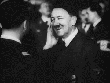 Black-and-white animated clip of Adolf Hitler smiling